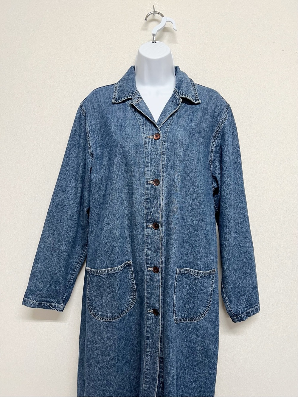French Dressing Jeanswear Paris Womens Vintage Denim Longline Button Up Dress - Picture 2 of 7